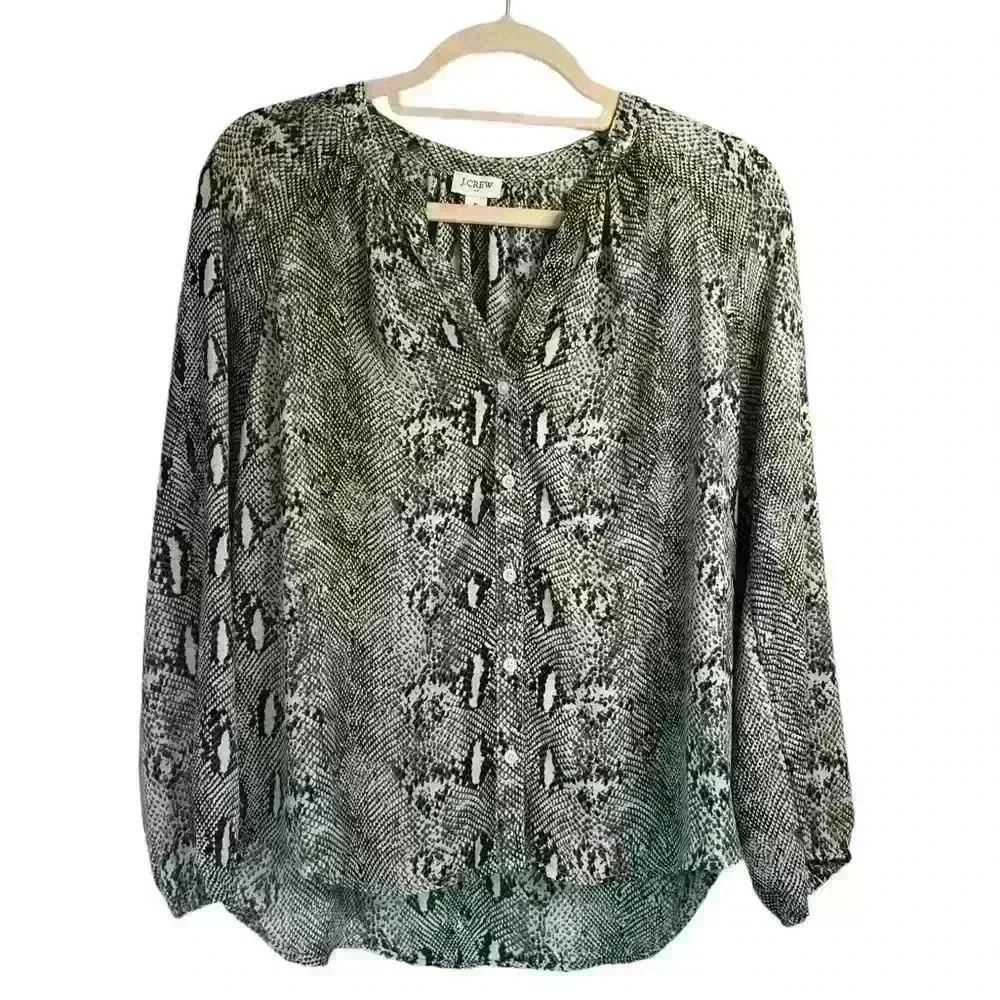 J.Crew Factory Snake Print long sleeve Blouse in size Small.